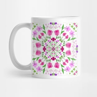 Delicate Floral Mandala on White Background Mug